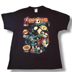 Nightmare Before Christmas Shirt Mens Large Black Comic Book Tee